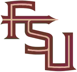 The image displays a maroon and gold logo featuring interlocking letters "F," "S," and "U," representing Florida State University.