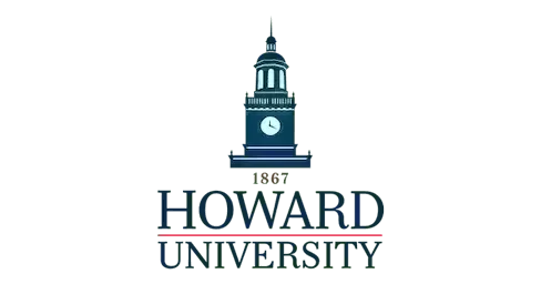 Illustration of the Howard University logo featuring the iconic clock tower and the year 1867 in navy blue and red.