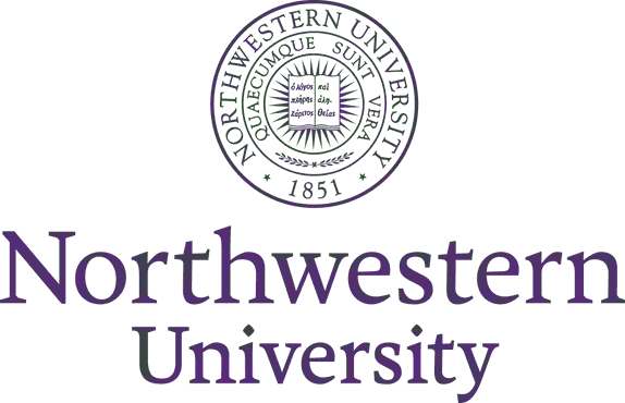 The image features the Northwestern University logo, prominently displaying the school's official seal and the university's name in a bold, purple font against a transparent background.