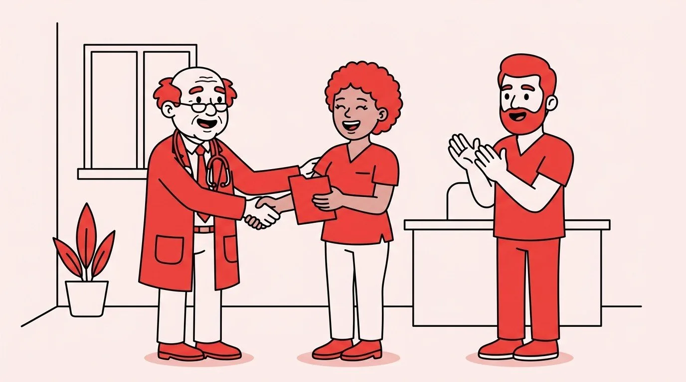 nurse getting promoted at work
